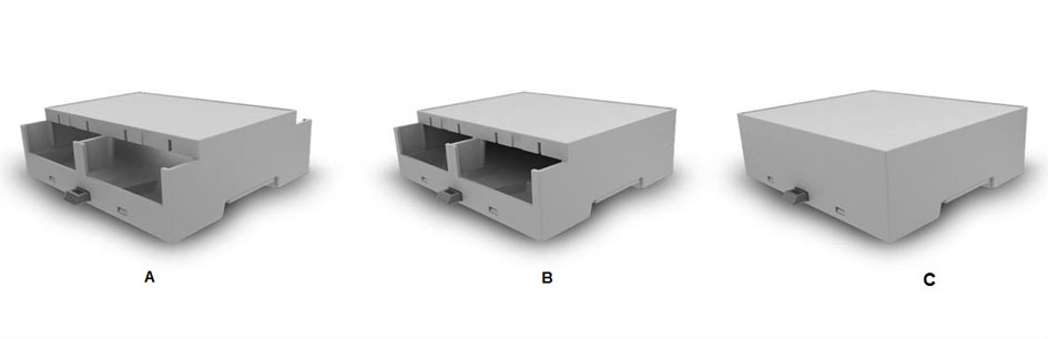Cajas modulares en carril Din para montajes electrnicos