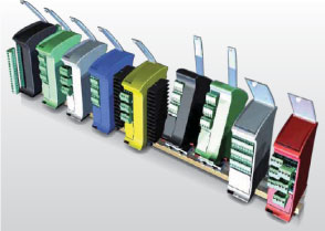 Cajas fijacin a carril DIN RAILBOX VERTICAL Y MULTINIVEL DE 17,5 a 45mm de ancho para equipos electrnicos industriales y domtica