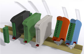 Cajas fijacin a carril DIN RAILBOX COMPACT VERTICAL DE 17,5 a 45mm de ancho para equipos electrnicos y domtica